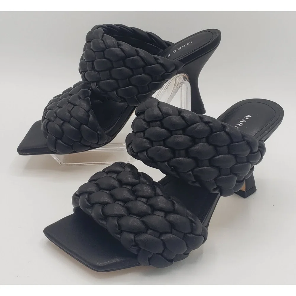 Marc Fisher Toree Black Faux Leather Braided Open Square Toe 3
